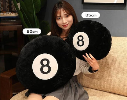 Cyprinus Carpio Emulation Black Billiards 8 Ball Stuffed Pillow, Soft Round Sleeping Cushion for Home Bed Sofa Couch Decor (1, 14 * 14 Inch)