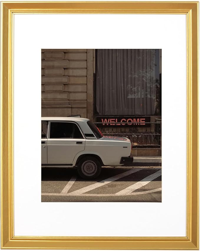 11x14 Picture Frame Gold, Display 11x14 without Mat or 8x10 with Mat, Wall Gallery Photo Frames