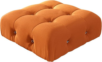 Modular Sectional Couches for Living Room, Modern Luxury Velvet Bubble Couch with Reversible Chaise Ottoman, Deep Seat Cloud Sectional Sofa (Ottoman, Orange)
