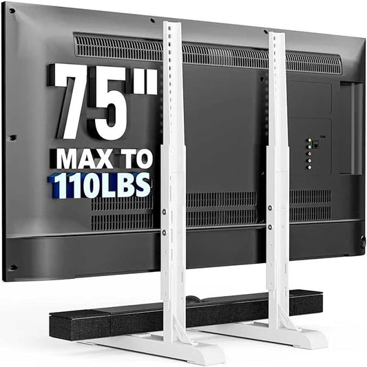 Universal TV Stand for 19-75 Inch LCD LED TVs, Height Adjustable TV Legs Replacement Hold up to 110 lbs, Table Top TV Stand Base, Max VESA 800X600mm, White
