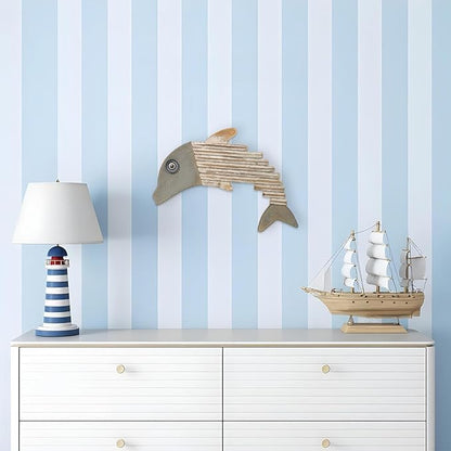 Handmade Driftwood Dolphin Nautical Wall Decor - 14" x 9.5" Wooden Rustic Coastal Wall Art for Living Room, Bedroom, Office, Bathroom - Ocean Beach Decoration (Skipper)