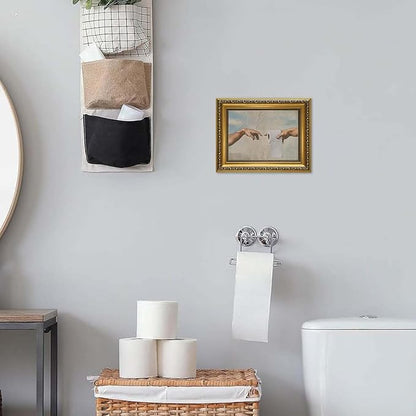 YD&YZY Gold Framed Vintage Funny Humor Bathroom Wall Art God Gives Toilet Paper Wall Decor Unique Art Painting Picture Print Whimsical Bathroom Restroom 8x10 inch Small Framed