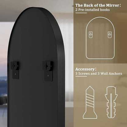 36"x24" Arched Bathroom Mirror - Modern Black Mirror for Wall with Rounded Corners, Bathroom Mirror for Vanity, Aluminum Alloy Framed Mirror - for Living Room, Bedroom, Cloakroom