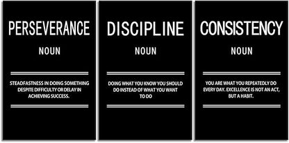 Motivational Canvas Office Print Wall Art Perseverance Discipline Consistency Inspirational Picture Poster Painting Modern Inspiring Artwork for Home Living Room Decor Ready to Hang [48''W x 24''H]