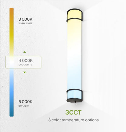 ASD LED 36" Vanity Flush Mount Light Fixture, Linear Bathroom Lighting Bar | 3CCT, Dimmable, Energy Star, ETL Listed | 30W 2650LM 3000-5000K 120V | Long Bath Wall Sconce Over Mirror | Black, 2 Pack