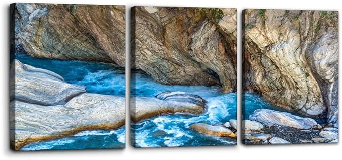 Pacimo 3 Piece Canvas Wall Art - Taroko National Park Beautiful Scenery Pictures Painting Prints on Canvas Modern Artwork Home Wall Decor Stretched and Framed Ready to Hang - 12"x16"x3