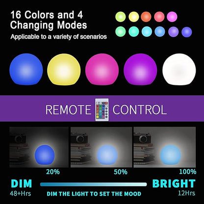 LED Orb Lamp,with Folding Handle Sphere Lights,8 Inch RGB Orb Seamless Matte Sphere Lamp, USB Charging RGB Ball Light,with Remote 16 Colors Light Orbs Balls.