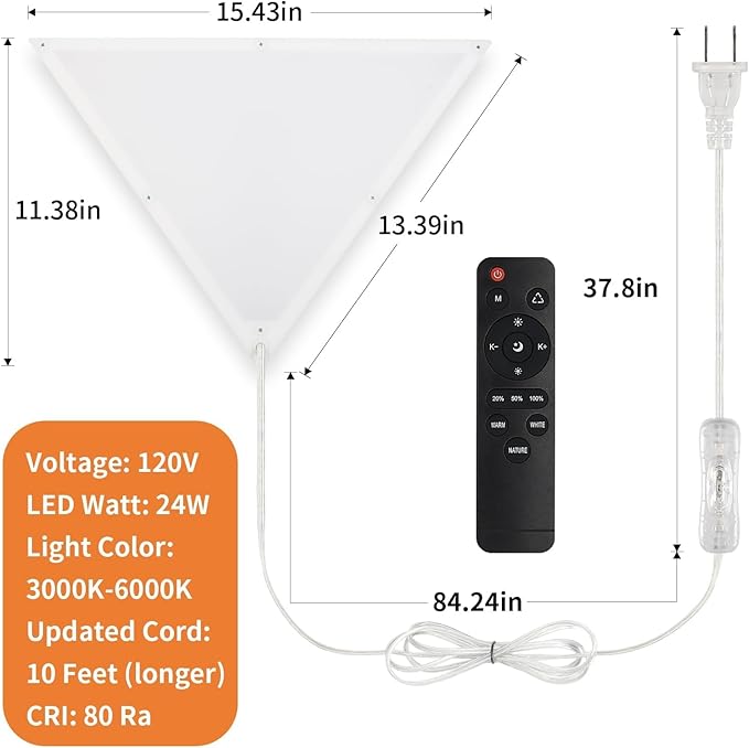 Upgraded Corner Light with Remote Control, Dimmable Corner Lights for Living Room, Corners Lamp with 10 FT Cord, 22W 2200LM Plug in Ceiling Light, Led Corner Lights for Bedroom, Kids Room