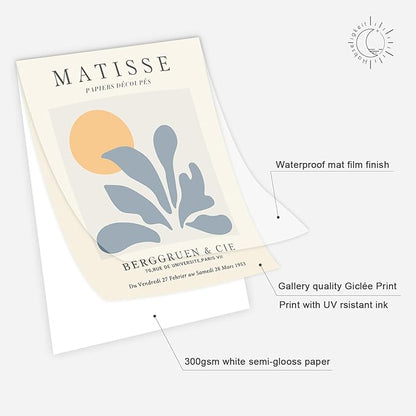Habseligkeit Matisse Wall Art Prints, Abstract Bedroom Wall Decor, Posters for Girls' Room Aesthetic Vintage Set of 6, 11"×14" Unframed