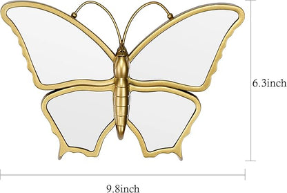Decorative Butterfly Wall Mirror with Gold Plastic Frame (9.8 x 6.3 inch)