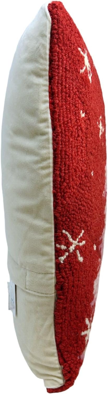 Hand Hooked Christmas Pillow - 18X18 inches Throw Pillow for Couch or Dorm (Pink Tree)