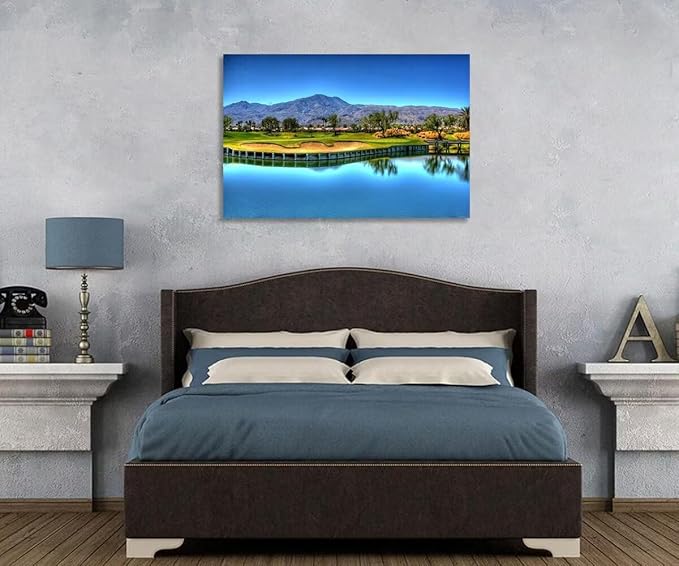 Augusta National USA Golf Course Wall Art for Living Room Bedroom Bathroom Home Decorations Georgia USA Golf Course Picture Poster Framed Artwork Canvas Prints Ready to Hang(18''H x 24''W)
