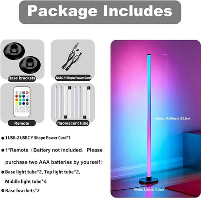 Ledagic Led Corner Floor Lamp USB Powered, IC+RGBW Music Sync Color Changing Led Lamp with App & Remote Control, Timer Setting, Standing Lamps for Living Room Lamp Bedroom Gaming Party, 2 Pack