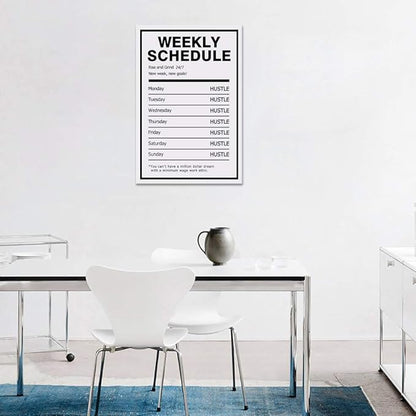 Yatsen Bridge Success Motivational Wall Art Inspirational Entrepreneur Quotes Canvas Painting Modern Inspiring Weekly Schedule Hustle Posters Prints Artwork Decor for Home Offce Framed (24”Wx36”H)