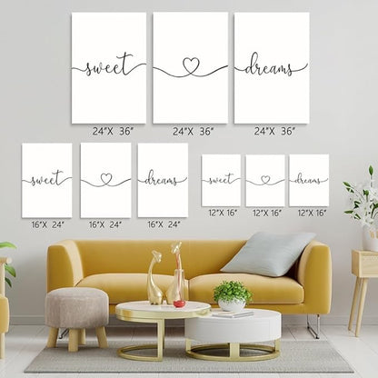 GUBIYU Sweet Dreams Wall Art Above Bed Decor for Master & Guest Room, Large & Small Rooms, Clean Girls Room Decor, Farmhouse Wall Art, 24"x36