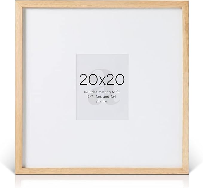 artisane home goods - Gallery Frame 1.0, Picture Frame, 20x20 White Oak, Gallery Wall Frame Set, Large Picture Frame, Oversized Mat (4x4, 4x6, and 5x7)