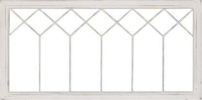 Oakrain Wood Window Frame Wall Art, 39"x 20" Rustic Wall Decor, Farmhouse Window Pane Decor for Wall, Decorative Wall Sculptures for Living Room, Bedroom, Entryway, Hallway, White