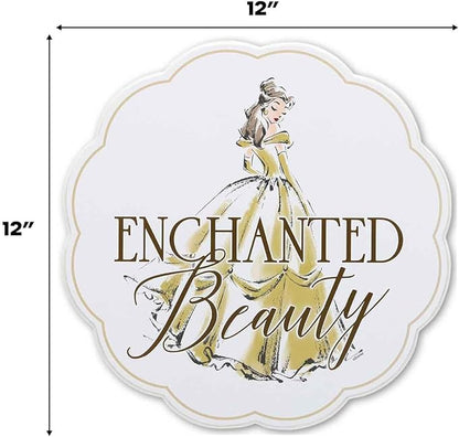 Open Road Brands Disney Princess Belle Enchanted Beauty Wood Wall Decor - Elegant Beauty and the Beast Wall Art for Home or Office
