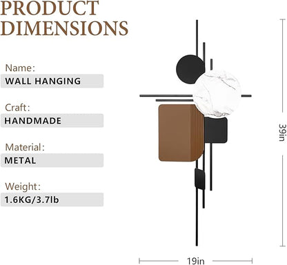 HEBOIX Large Metal Wall Decor Modern Metal Wall Art 3D Wall Sculptures Handmade Wall Hanging Wall Decoration for Living Room/Dinning Room/Bedroom/Entryway/Kitchen/Office