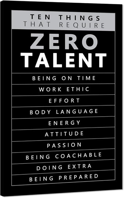 Inspirational Quotes Wall Art - 10 Things that Require Zero Talent Canvas Prints Poster Motivational Wall Decor Black and White Office Picture Artwork Modern Home Decoration, Large 28"x 44" Framed