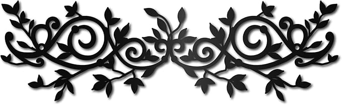 CREATCABIN Metal Tree Leaf Wall Decor Vine Olive Branch Wall Art Black Leaf Wrought Iron Scroll Sculptures Wall Art Decor Hanging Rustic Wall Sign for Above The Bed Living Room Home 15.7x4.7Inch