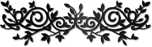 CREATCABIN Metal Tree Leaf Wall Decor Vine Olive Branch Wall Art Black Leaf Wrought Iron Scroll Sculptures Wall Art Decor Hanging Rustic Wall Sign for Above The Bed Living Room Home 15.7x4.7Inch