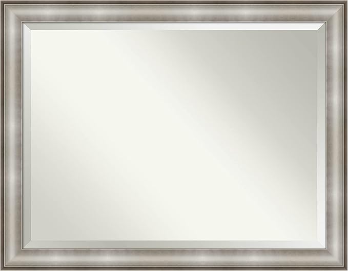 Amanti Art Silver Bathroom Mirror for Over Sink, 35x45 Imperial Silver Rectangle Vanity Mirror, X-Large Traditional Frame, Hangs Horizonally and Vertically, Bathroom Wall Decor, Beveled Edge