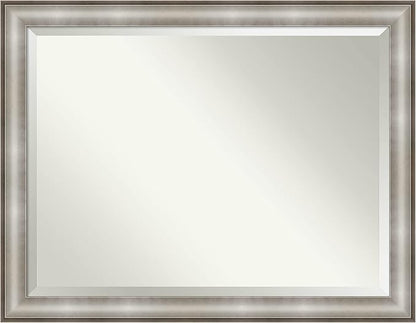 Amanti Art Silver Bathroom Mirror for Over Sink, 35x45 Imperial Silver Rectangle Vanity Mirror, X-Large Traditional Frame, Hangs Horizonally and Vertically, Bathroom Wall Decor, Beveled Edge