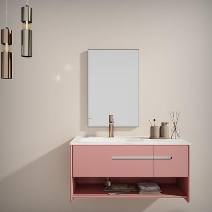 VocalStar Black Metal Framed Bathroom Mirror for Wall, 22 x 30 Inch Square Corner Rectangle Black Bathroom Vanity Mirror Modern Farmhouse, 1/4-inch Shatterproof Glass | Ultra-Flush Hanging