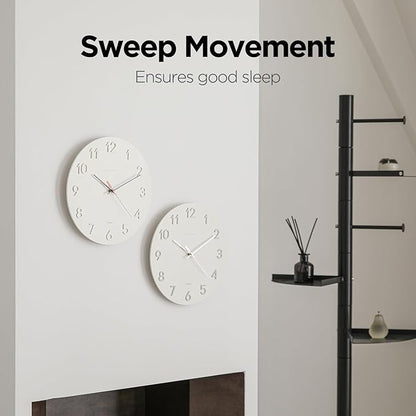 mooas 3D Numbers Modern Wall Clock, 12" Silent Non-Ticking Sweep Movement Decorative Battery Operated Analog Wall Clock for Home Décor Living Room Kitchen Bedroom Office School Hotel (Silver)