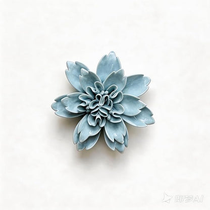 CEUYGT Ceramic Flowers 3D Wall Art Decor Handmade 3D Wall Art Hanging Sculpture for Living Room Bedroom Blue Peony 3.54"