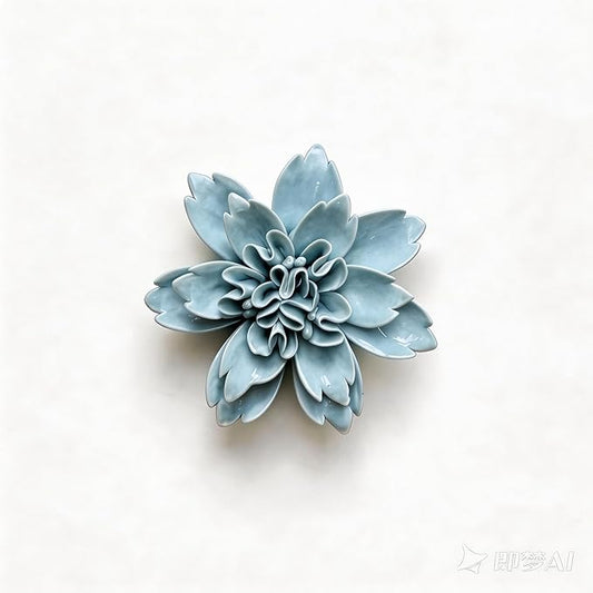 CEUYGT Ceramic Flowers 3D Wall Art Decor Handmade 3D Wall Art Hanging Sculpture for Living Room Bedroom Blue Peony 3.54"