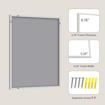 YIROMAN Bathroom Mirror 24"x24", Brushed Silver Bathroom Mirror for Over Sink with Aluminum Frame, Square Vanity Mirror with Right Angle, Wall Mirror Hangs Horizontal or Vertical