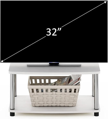 Furinno Turn-N-Tube No Tools 2-Tier Elevated TV Stand, Stainless Steel Tubes, White Oak/Chrome