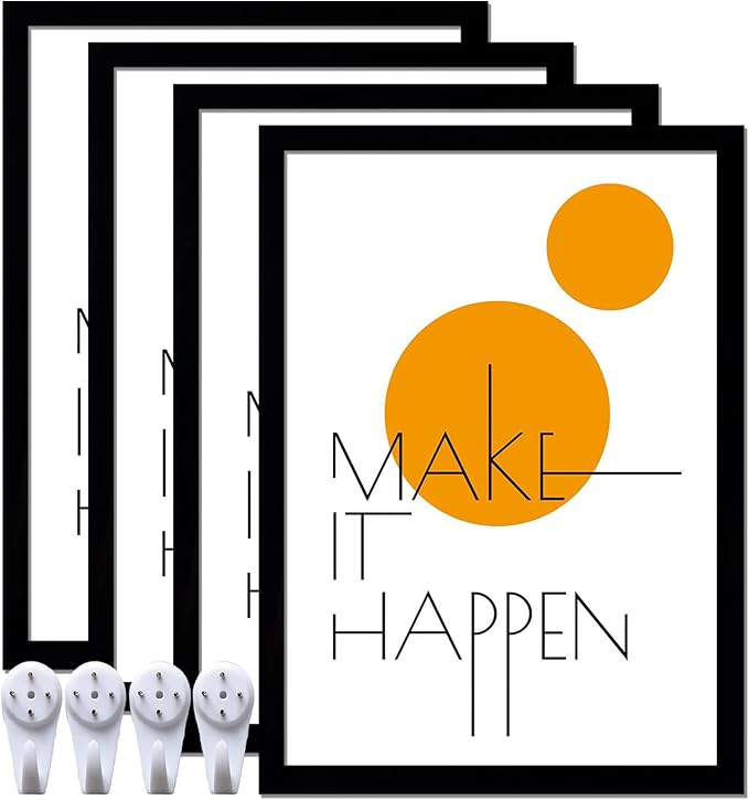 10x14 Picture Frame Set of 4, Black 10x14 Frame Diamond Painting Art High Transparent Wall Gallery Poster Canvas Photo Frames for 10 by 14 inches