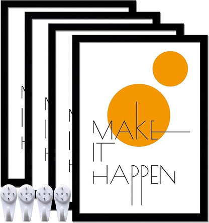 10x14 Picture Frame Set of 4, Black 10x14 Frame Diamond Painting Art High Transparent Wall Gallery Poster Canvas Photo Frames for 10 by 14 inches