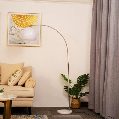 Nordic Simple Floor Lamp with White Shade, Arc Reading Lamp for Living Room, Study Room&Bedroom Beside,Creative Art Deco Bauhaus Standing Lamps for Ambient Lighting