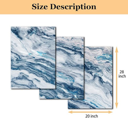 Abstract Wall Art Bedroom Wall Décor 3 Piece Blue Beach Ocean Picture Coastal Theme Nautical Sea Wave Canvas Prints on Canvas Seascape Modern Artwork for Home Living Room Office - 20"x28"x3 Panel