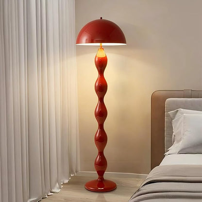 Modern Mushroom Floor Lamp, Red, 59.1 Inch High, 3 Light Colors, Foot Switch