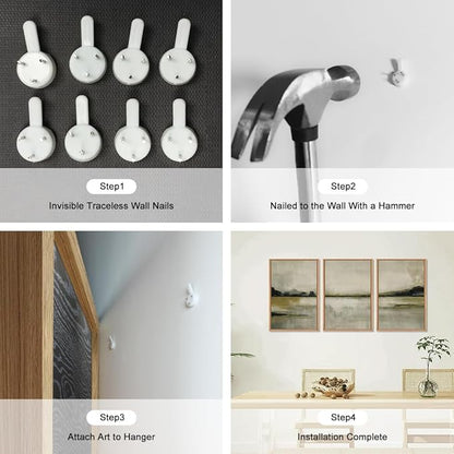 KAIRNE Neutral Abstrcat Landscape Framed Canvas Wall Art Set, Retro Mountain Lake Wall Decor, Vintage Tan Scenery Art Prints, Modern Nature Artwork for Living Room,Bedroom,Farmhouse,Office-24 x36 x3