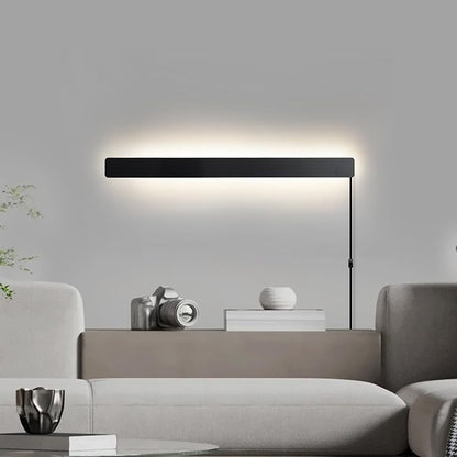 KELUOLY Modern Plug in Wall Sconces, 23.6 inch Frosted Black LED Long Wall Lights, 12W Warm White 3000K Acrylic Indoor Wall lamp,with 59" Plug Cable for Bedroom, Living Room, Bathroom Makeup, Hallway
