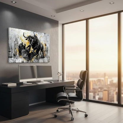 DuoBaorom Wall Street Bull vs Bear Wall Art Mens Office Large Bedroom Decor 24 x 36 inches