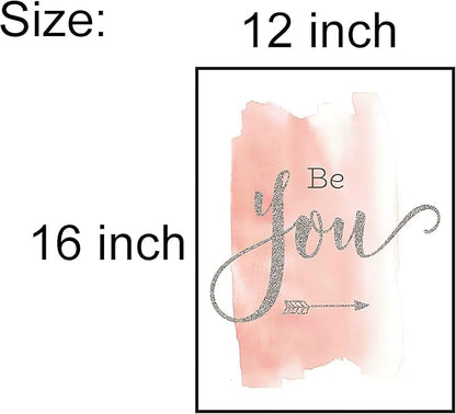 Set of 4 Teen Girl Framed Wall Art Canvas Painting Be Brave Inspirational Quotes Print Blush Grey Poster Picture Nordic Girls Bedroom Decor