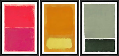 SIGNLEADER Framed Canvas Print Wall Art Set Vibrant Abstract Color Block Modern Minimalist Red, Orange, and Green Illustrations Boho Decorative for Living Room, Bedroom, Office - 16"x24"x3 Black