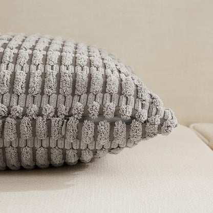 Fancy Homi 4 Packs Decorative Throw Pillow Covers for Living Room Couch Bed, Modern Farmhouse Boho Home Décor Accent Cushion Case, 20" x 20", Gray