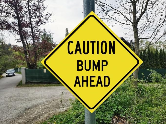 Slow Down Sign, Caution Bumps Ahead Signs,Bump Ahead Road Sign Yellow Metal Tin Signs 12 x 12 Inch