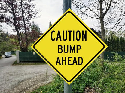 Slow Down Sign, Caution Bumps Ahead Signs,Bump Ahead Road Sign Yellow Metal Tin Signs 12 x 12 Inch