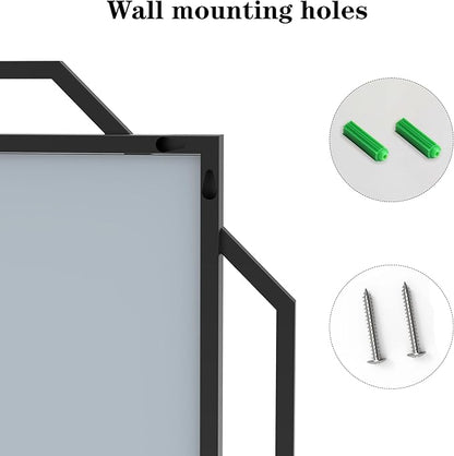 Black Bathroom Mirror with Shelf, 36" x 21" Mirror Wall Decor with Modern Art Rectangular Metal Frame for Living Room, Bedroom, Dining Room, Entryway