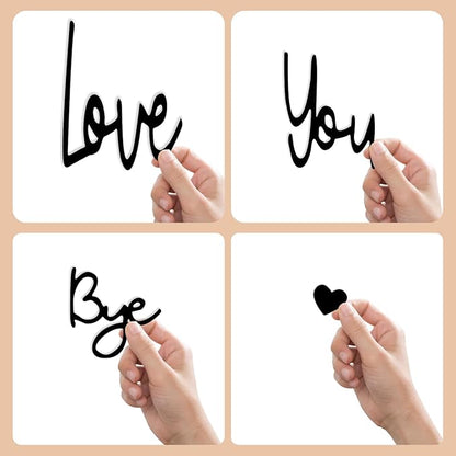 Love You Bye Sign Above Door, Metal Door Topper Wall Decor Express Love and Warm Family Sign for Office Front Bathroom Hallway Entryway Black (LOVE YOU. BYE1)