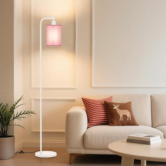 SIBRILLE Floor Lamp with Linen Shade, Dimmable Tall Standing Lamp with Remote Control & 3 Color Temperatures, Modern Floor Lamps for Living Room Bedroom Office Corner, 9W LED Bulb Included